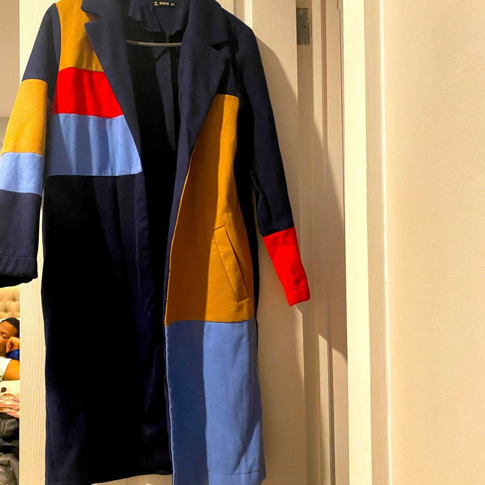 COPY - Navy blue multi-colored trench jacket
